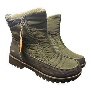 JBU Women's Olive Snowbound Zip Cold-Weather Boots (8M) Memory Foam
